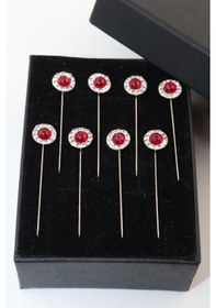 Resim Numetal 8 Li Kristal Taşlı Eşarp İğnesi. Şal İğnesi. Türban İğnesi. Başörtü İğnesi. Eşarp Ve Şal İğnesi Gümüş 