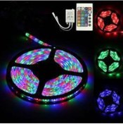 Resim Led Rgb Şerit 5 Metre 3 Ana Renkli Şerit Işık Kumandalı Adaptörlü Fişli Tak Çalıştır Seti 