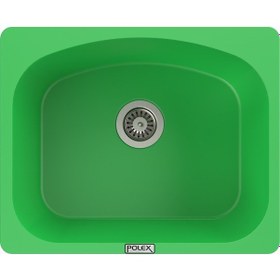 Resim Polex Cristalüx Granit Evye P-OL60 Yeşil Tezgah Altı Ve Tezgah Üstü Kare Mutfak Evyesi 60x49.5 CM 