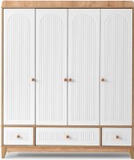 Resim Strada 4 Kapılı Dolap, Bebek ve Genç Odası Dolap Beyaz - Ceviz 