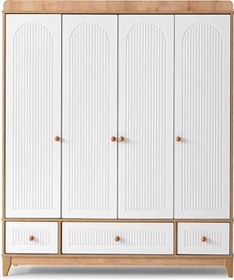 Resim Strada 4 Kapılı Dolap, Bebek ve Genç Odası Dolap Beyaz - Ceviz 