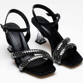 Resim Kendy Siyah Taşlı Şeffaf İnce Topuklu Abiye Ayakkabı Siyah 