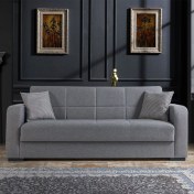 Resim Eymense Roma Çekyatlı Gri Üçlü Kanepe Çekyat 