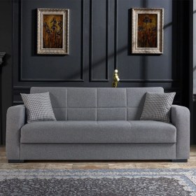 Resim Eymense Roma Çekyatlı Gri Üçlü Kanepe Çekyat 