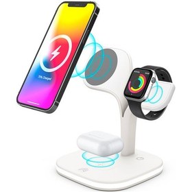 Resim Ally iPhone 13-12 Uyumlu Watch Tutucu Kablosuz Şarj İstasyonu Hızlı Şarj Standı LED Işıklı 