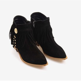 Resim Kemal Tanca Hakiki Deri Süet Kadın Western Bot 26-102760k Siyah Suet 