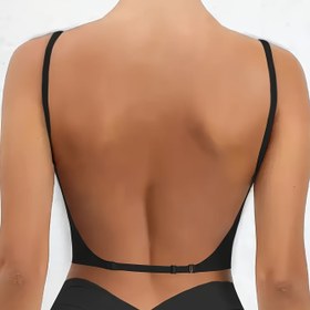 Resim 1 adet Seksi Sırtı Açık Dikişsiz Sütyen - Bahar/Yaz Koleksiyonu, Kablosuz Çıkarılabilir Pedlerle, Düz ve Rahat Günlük Giyim İçin, Günlük Konfor|Sırtı Açık Sütyen|Askısız Tasarım 