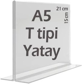 Resim A5 T-Tipi Yatay Şeffaf Föylük Menü Broşür Etiket Fotoğraflık Albüm Stand Sehpa 