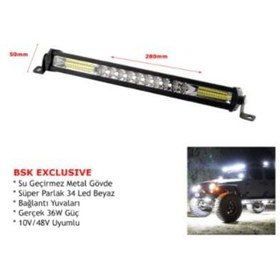 Resim BSK 10v-48v Led Bar Off-road (34 LEDLİ) 36w Tek Sıra (28 CM) Beyaz 