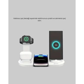 Resim Teknodayım Masaüstü Düzenleyici 4’ü 1 Arada Kablosuz Şarj Aksesuarı 