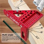 Resim CCIEAO Alüminyum Marangoz Kare Scriber, 22.5-90 Derece Çok Açılı Protractor, Yüksek Hassasiyetli Ahşap İşleme Çizim Çizgi Cetveli ile Pin, Marangozlar, İnşaat, El Sanatçıları, DIY için Dayanıklı Araç 