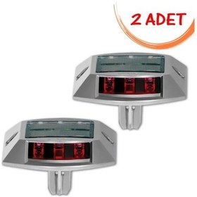 Resim Güneş Enerjili Yol Butonu Kırmızı Trafik Solar Ledli Yol Butonu Kırmızı 2 Adet 