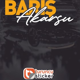 Resim Turuncu Sticker Kişiye Özel Ad Soyad Sticker - İsim Soy İsim Yazısı Sticker Modeli - Ön ve Arka Cam Uyumlu 