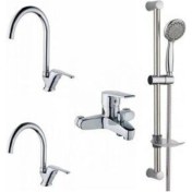 Resim Elmina Armatür Mutfak Lavabo Banyo Alo Sürgülü Duş 4lü Set 