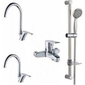 Resim Elmina Armatür Mutfak Lavabo Banyo Alo Sürgülü Duş 4lü Set 