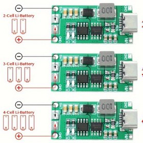 Resim 1 Adet 18650 Lityum Pil Çok Hücreli 2S 3S 4S Tip-C'den 8.4V 12.6V 16.8V Yükseltme Şarj Cihazı, Polimer ve Li-Ion için 7.4V 11.1V 14.8V 