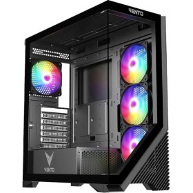 Resim Powermaster Vento VG4202FL 750W 80+ Br Gen5 4X12CM Rgb Fan E-Atx Temperli Cam 2xusb2.0/1xusb3.0 Siyah Gamıng Kasa 