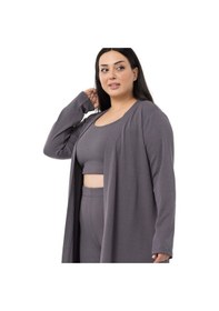 Resim Disentis Büyük Beden Fitilli Crop Body Tayt Hırka Üçlü Koyu Gri Takım-koyu Gri Koyu Gri 