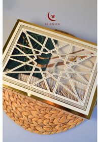 Resim Çiftlere Özel Kalpli Kadife Eş Seccade Ve Vav Detaylı İnci Tesbih Seti Hediye Kutulu, Çeyizlik Yeşil 