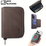 Resim MMOMUT RFID Engelleme Fermuarlı Cüzdan Çoklu Kart Yuvaları | Suni Deri | Telefon için Güçlü Manyetik Bağlantı | Güvenli Kimlik & Kredi Kartı Tutucu | Şık Kahverengi Tasarım | Sevgililer Günü, Babalar Günü & Daha Fazlası için Erkekler için Mükemmel Hediye, Kart Tutucu Cüzdan 