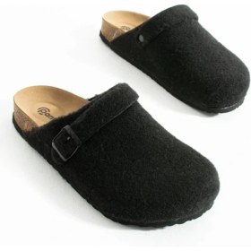 Resim Erkek Mantar Taban Ortopedik Keçeli Kışlık Önü Kapalı Sabo Günlük Rahat Ev Terliği 