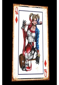 Resim Harley quinn oyun kağıdı mini retro ahşap poster 