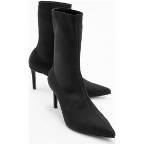 Resim Thalin Siyah Streç Sivri Burun Kadın İnce Topuklu Bot Siyah 2 