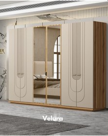 Resim Kelebek Modern 6 Kapaklı Aynalı Gardırop Dolap 