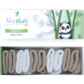 Resim Novibaby 5'li Bambu Yenidoğan Bebek Çorabı I White Beige I 0-6 ay "Karışık Renkli" 