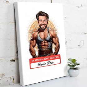 Resim Karikatürlü En Yakışıklı Vücut Geliştirici Kanvas Tablo 
