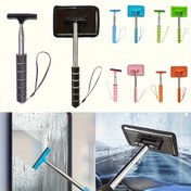 Resim 2'li / 4'lü Çekilebilir Cam Temizleyici - Çok Renkli Süngerli, Araç Aynaları ve Banyo Pencereleri için Yüksek Alan Temizleme Aracı, Ergonomik Tasarım, Ev & Araba Kullanımı, Pratik Dokulu Tutma Kolu 
