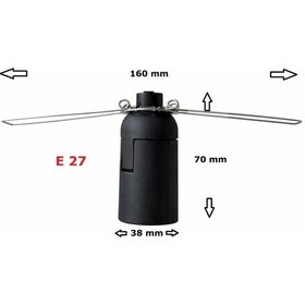 Resim E27 Duylu 4 Metre Arapuarlı Aç Kapat Anahtar Yaylı Duy 2x0,50 Siyah 65w 