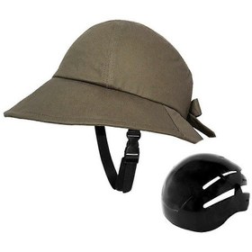 Resim Kadınlar İçin Lacivert Ordu Yeşili Şapka Şeklinde Bisiklet Kaskı. 