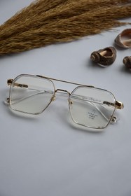 Resim LOOKUP NEW Unisex Kadın Erkek Mavi Işık Korumalı Blue Block Şeffaf Gold Yeni Sezon Vintage Gözlük 