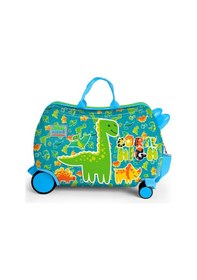 Resim Coral High Kids Mavi Yeşil Dinozor Desenli Otur-çek Çocuk Valizi 16361 Yeşil 