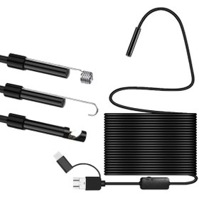 Resim NEVARSA Yılan Endoskop Kamera 5 Mt Su Geçirmez Ledli Sert Kablo 7 Mm Android Uyumlu 