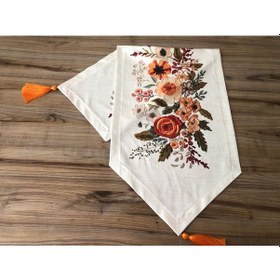 Resim Nakış Çiçek Desenli Runner Çok Renkli 