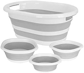 Resim Lirazon 4 Parça Katlanabilir Set - 27 LT Akordiyon Çamaşır Sepeti - 3x Badya SET 