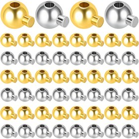 Resim 50 Adet Yuvarlak Basınçlı Boncuk Aralayıcılar Takı Yapımı için, Altın ve Gümüş Metal Spacer Boncuk Kapakları DIY Bileklik ve Kolye Son Aksesuarları 