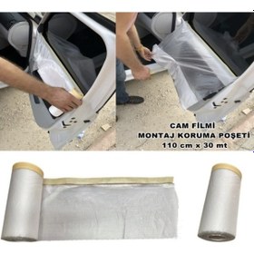 Resim Araç Cam Filmi Montaj Poşeti Kapı Koruma Örtüsü Naylon 110x30mt 