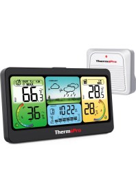 Resim ThermoPro TP280B 7" Wi-Fi Iç ve Dış Mekan Dijital Sıcaklık, Nem, Basınç Ölçer ve Hava Tahmin Istasyonu 