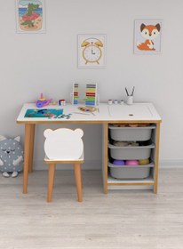 Resim Pratico Soho - Çocuk Çalışma Masası Oyun Ve Etkinlik Masası Gri Sepetli 