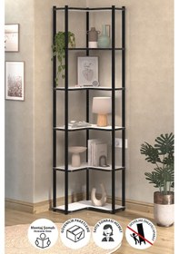 Resim 6 Raflı Kitaplık Dekoratif Kitaplık Metal Kitaplık Ofis Kitaplığı Aksesuar Rafı Sardes Beyaz Beyaz 