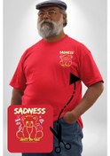 Resim Üzüntü Üzülme Kırmızı Büyük Beden Kadın Basic Minimal Baskılı Tişört Kırmızı 
