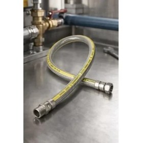 Resim Doğalgaz Kombi Bağlantı Hortumu, Gaz Hortum, Paslanmaz Çelik Örgülü, Gaz Hortumu, Sızdırmaz, Dayanıklı, Esnek, Kombi Gaz (150 Cm) 
