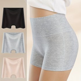 Resim QUASTI Kadın Yüksek Bel Pamuk Çamaşır, 3-Lü Paket, Düz Renk, Basit Stil, Soluk, Esnek, Rahat, Elegant Dizayn Kumaş İç Çamaşırı 
