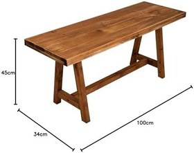 Resim Masif Ahşap Bank Bench 100 cm 