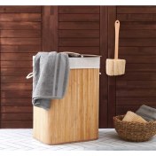 Resim Bambu Katlanabilir Çamaşır Sepeti Dikdörtgen Kirli Sepeti 42X32X50 