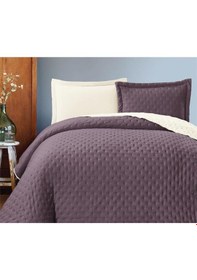 Resim Washed Soft Çift Taraflı Çift Kişilik Yatak Örtüsü Mürdüm Mürdüm 