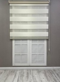Resim Zebra Stor Perde Geniş Plise Güneşlik Perde, Krem, 130 x 260 